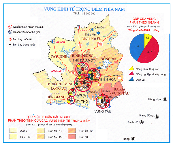 Bản đồ vùng kinh tế trọng điểm phía Nam