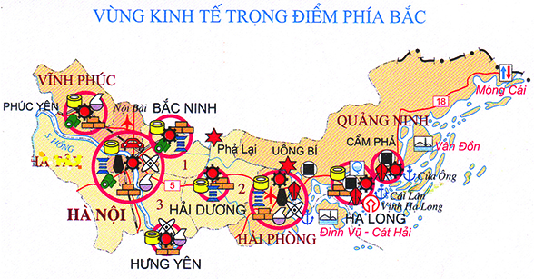 Bản đồ vùng kinh tế trọng điểm Bắc Bộ